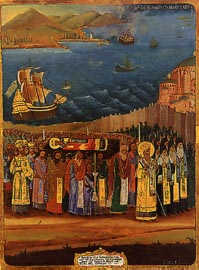 icône de la translation des reliques de StJean Chrysostome à Constantinople